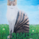 Chat debout peinture acrylique sur toile KikiD